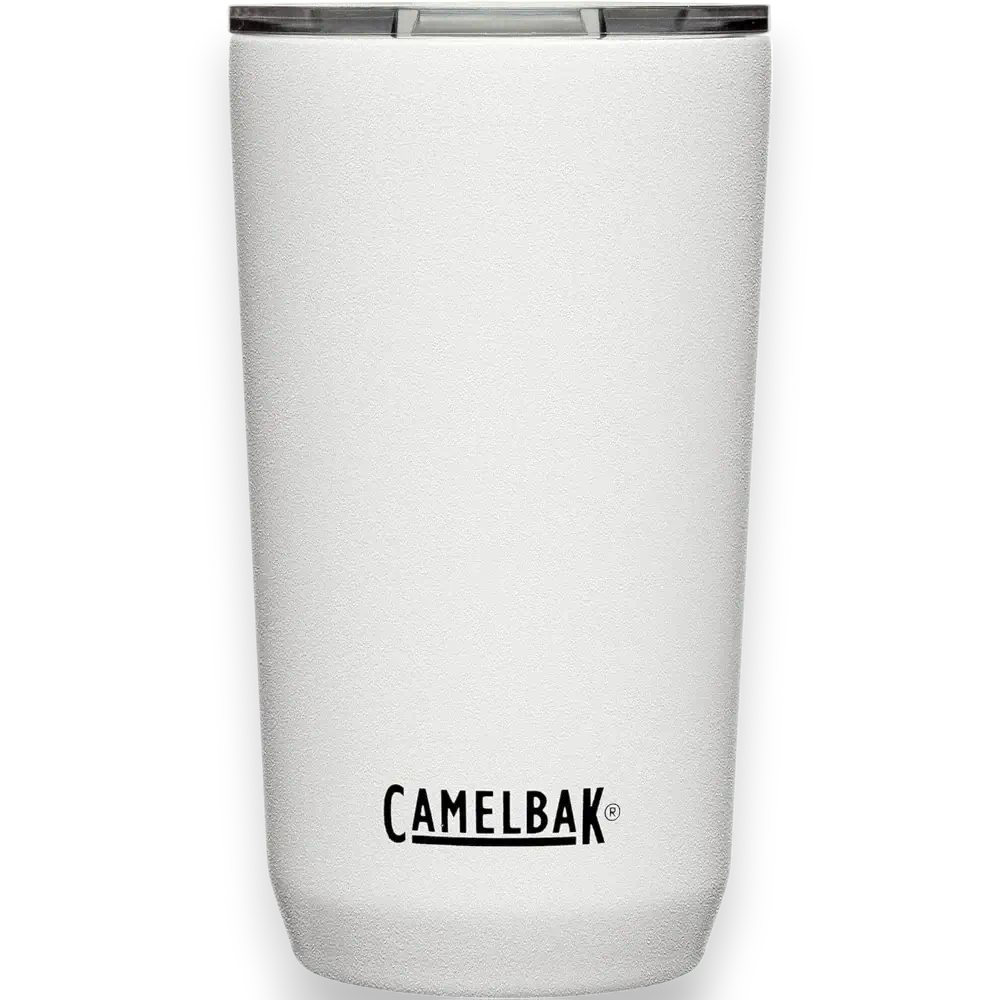 Copo Térmico Horizon Camelbak 500ml em aço inox branco, ideal para manter a bebida quente por 5h e fria por 10h.