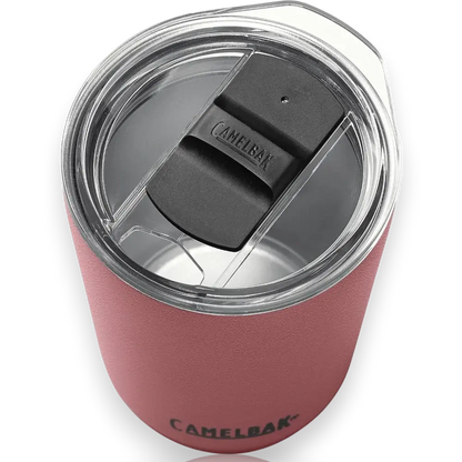 Copo Térmico Horizon Camelbak 350ml rosa, ideal para manter bebidas quentes por 4h e frias por 6h, com design compacto e ergonômico.