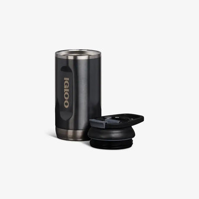 Garrafa Térmica Igloo 12oz - 350ml em aço inoxidável, compacta e eficiente para bebidas, destacada com tampa removível.