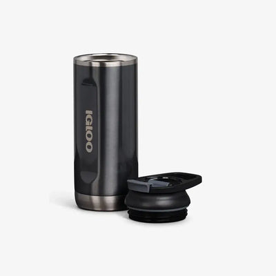 Garrafa Térmica Igloo 16oz - 473ml em aço inoxidável, ideal para manter bebidas quentes por 4h e frias por 24h, com tampa removível.