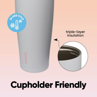 Owala Tumbler Free Sip 1,185 ml Beach House, infográfico com as características