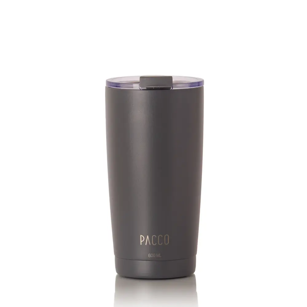 Copo Térmico PACCO ThermoCup 600ml com paredes duplas e isolamento a vácuo, ideal para manter bebidas quentes ou frias por horas.
