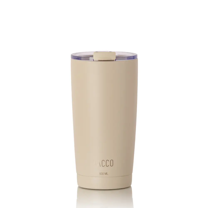 Copo Térmico PACCO ThermoCup 600ml em cor bege, copo com isolamento a vácuo para retenção térmica de bebidas quentes e frias.