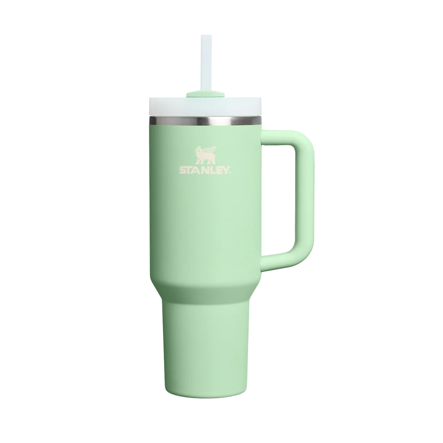 Copo Quencher Stanley 1,18L verde com alça e tampa FlowState, ideal para hidratação no dia a dia.