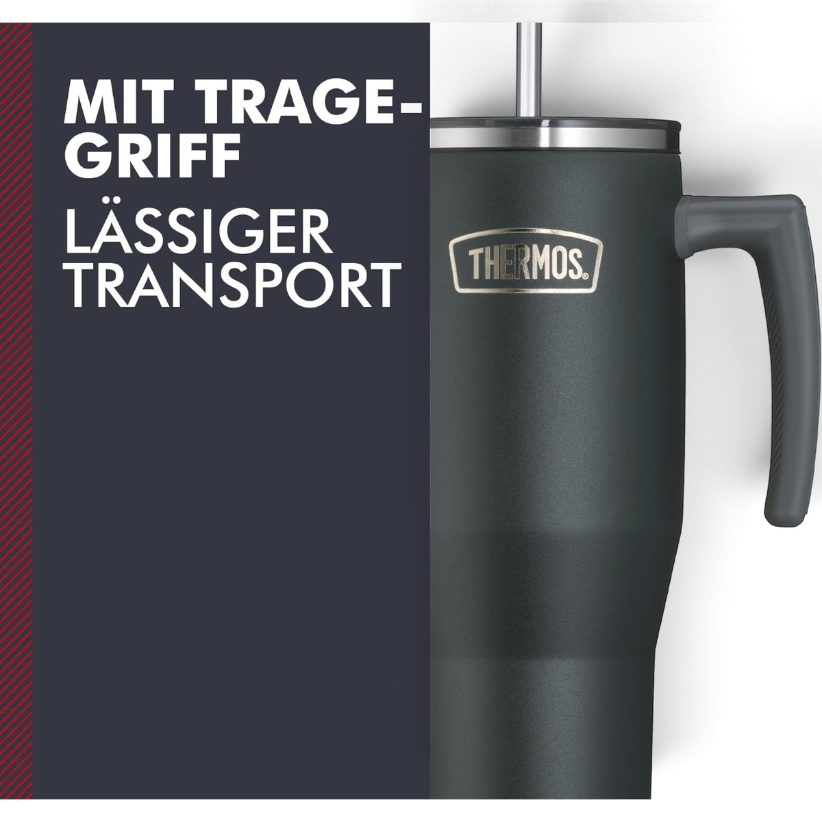 Copo Térmico com canudo Thermos 1100 ml Preta, infográfico com as características, foto 4 de 10