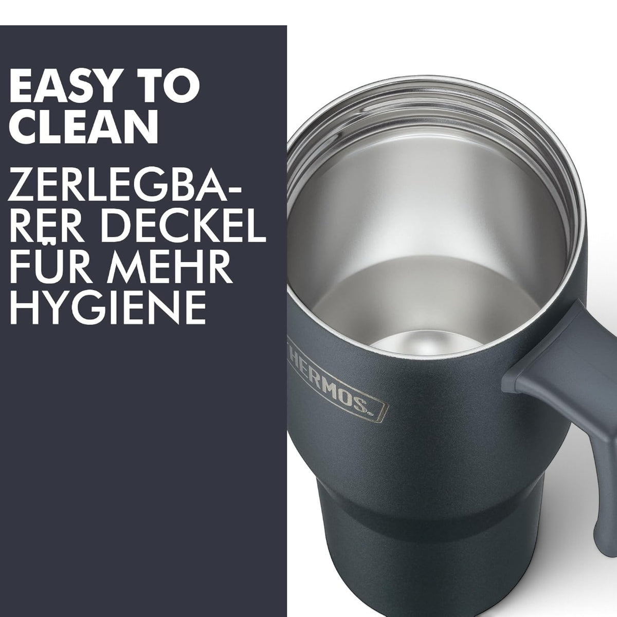 Copo Térmico com canudo Thermos 1100 ml Preta, infográfico com as características, foto 5 de 10