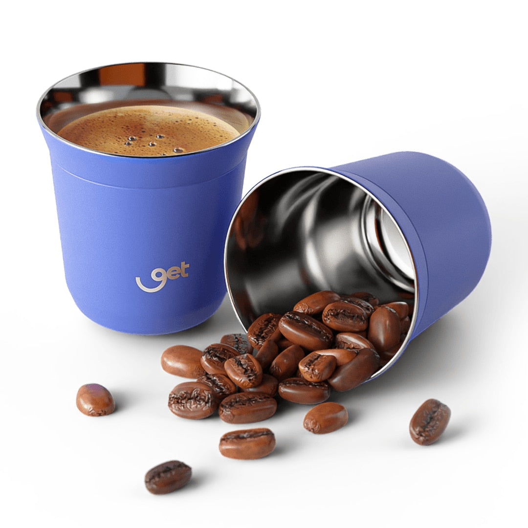 Copo Térmico Goldentec Get Espresso 150 ml Mirtilo, kit com os itens juntos