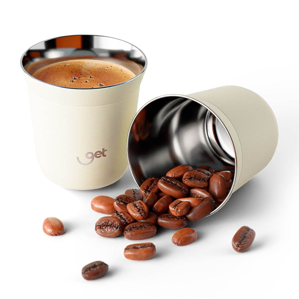 Copo Térmico Goldentec Get Espresso 80 ml Macchiato, kit com os itens juntos