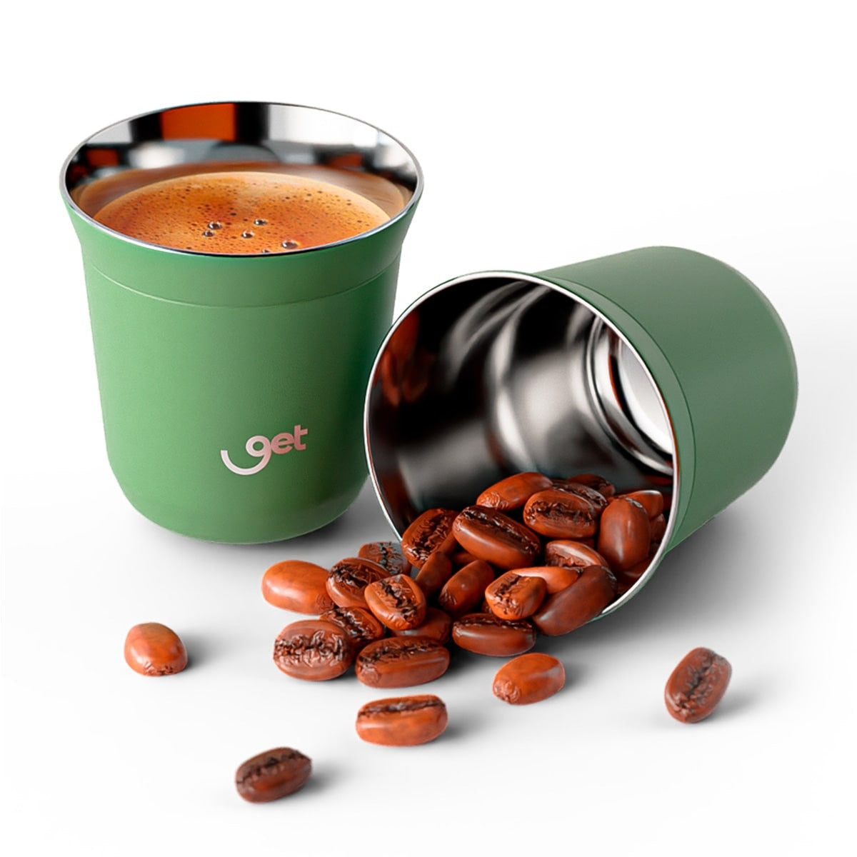 Copo Térmico Goldentec Get Espresso 80 ml Menta, kit com os itens juntos