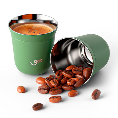 Copo Térmico Goldentec Get Espresso 80 ml Menta, kit com os itens juntos