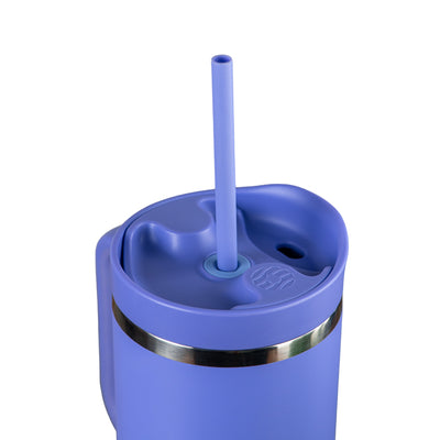 Copo Térmico King Faster 800 ml em inox azul com canudo, ideal para manter bebidas na temperatura ideal por longos períodos.