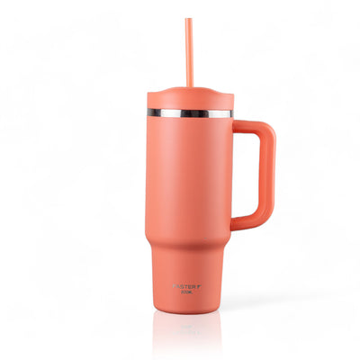Copo Térmico King Faster 800 ml em laranja com alça e capacidade térmica avançada para bebidas quentes e frias.
