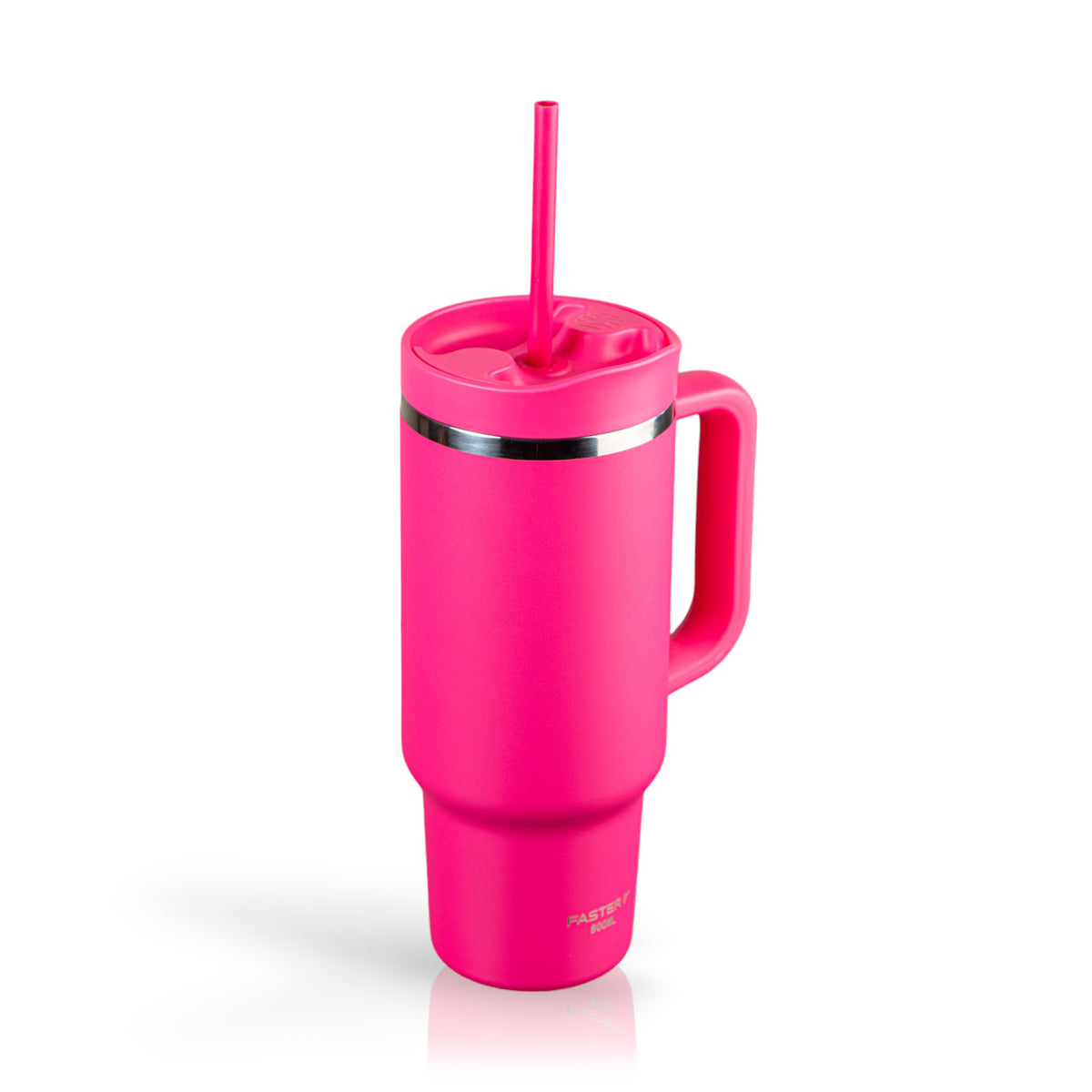 Copo Térmico King Faster 800 ml rosa com alça e isolamento térmico eficiente para bebidas frias e quentes, design moderno em aço inox.