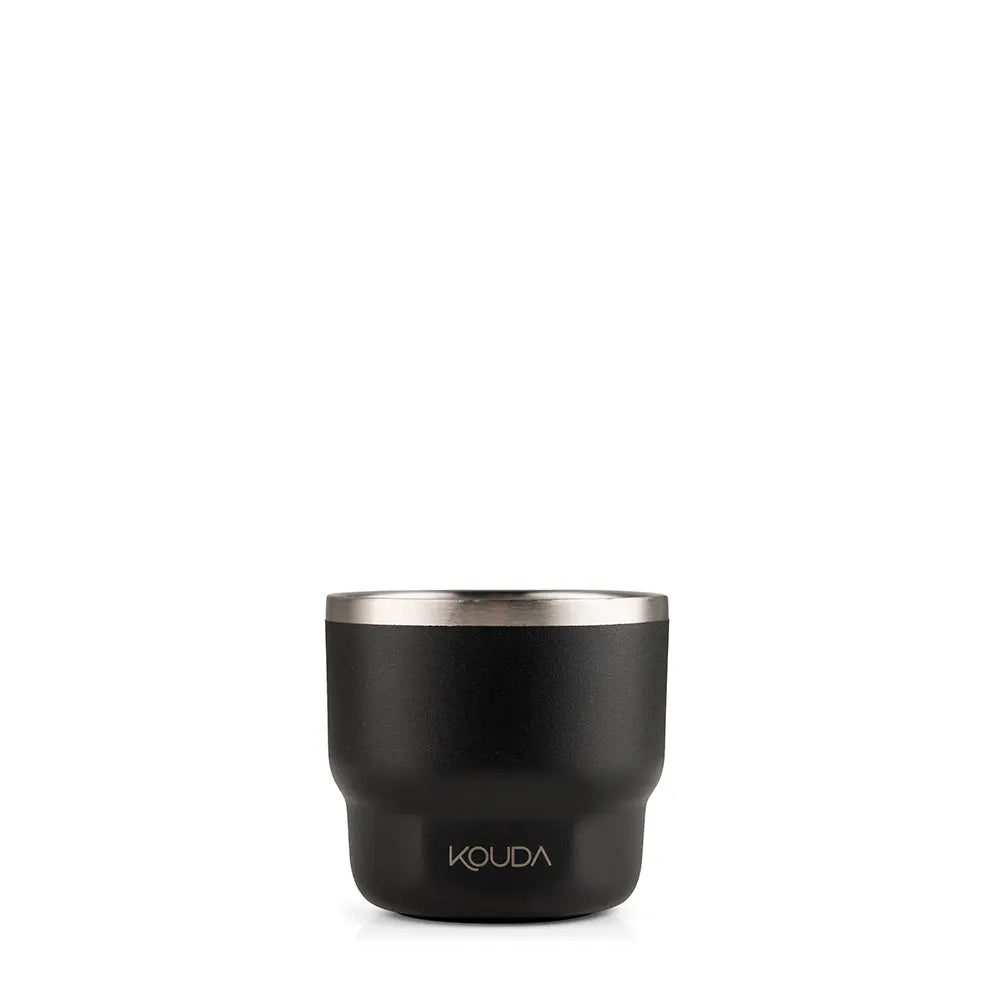Copo Térmico Kouda Egeu 150ml em aço inox para café espresso, ideal para conservação térmica e praticidade.
