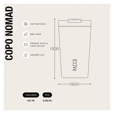 Copo térmico Nomad 410ml PACCO na cor Grafite