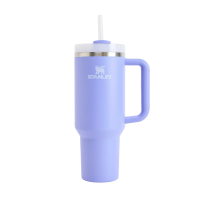 Copo Quencher Stanley 1,18L roxo com canudo, alça ergonômica e tampa FlowState para hidratação prática dia a dia.