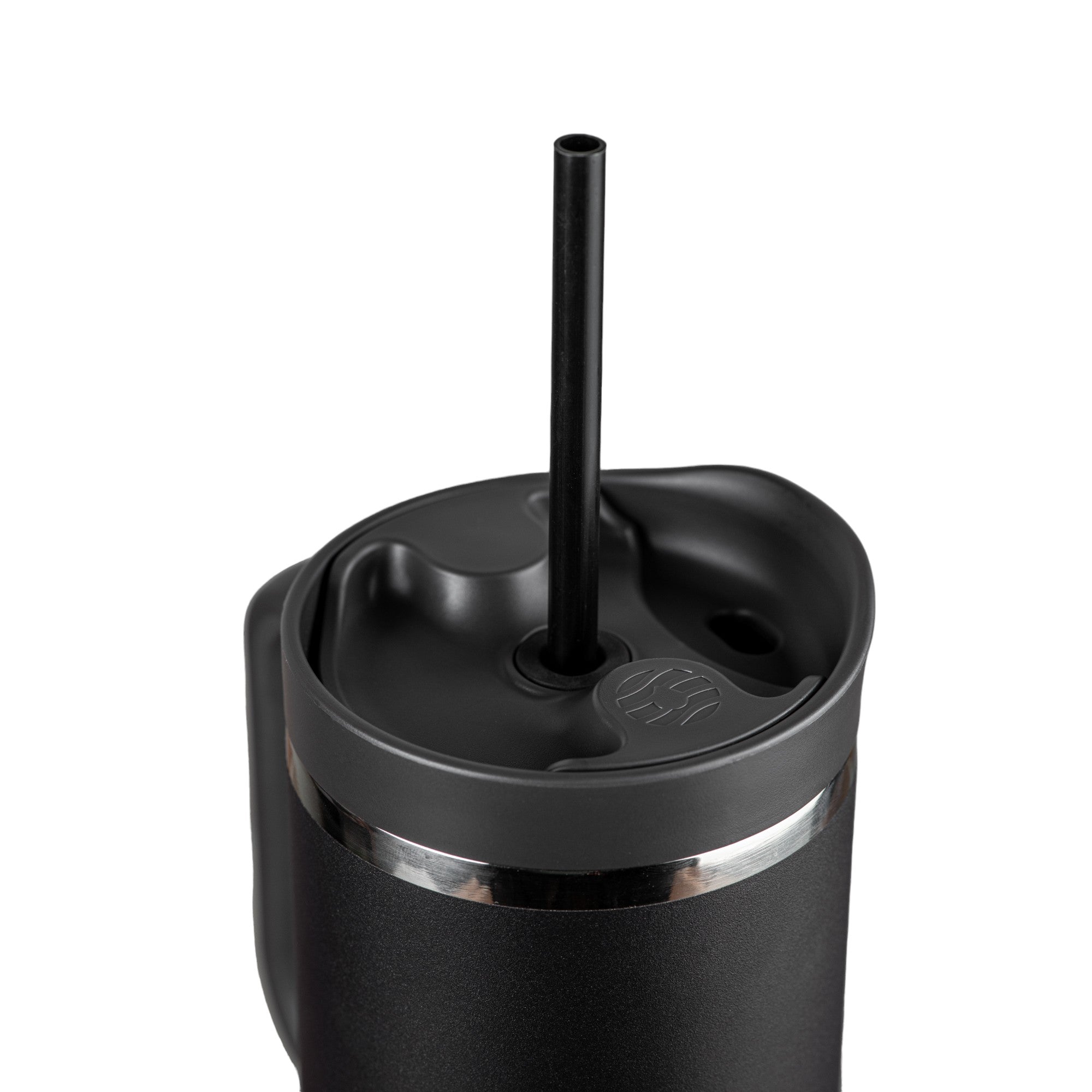 Copo Térmico King Faster 800 ml com tampa e canudo, ideal para bebidas quentes ou frias, design moderno em aço inox.