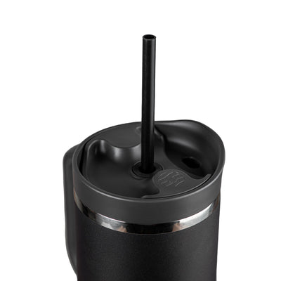 Copo Térmico King Faster 800 ml com tampa e canudo, ideal para bebidas quentes ou frias, design moderno em aço inox.