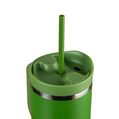 Copo Térmico King Faster 800 ml verde com canudo, ideal para manter bebidas quentes ou frias, design moderno e prático para o dia a dia.