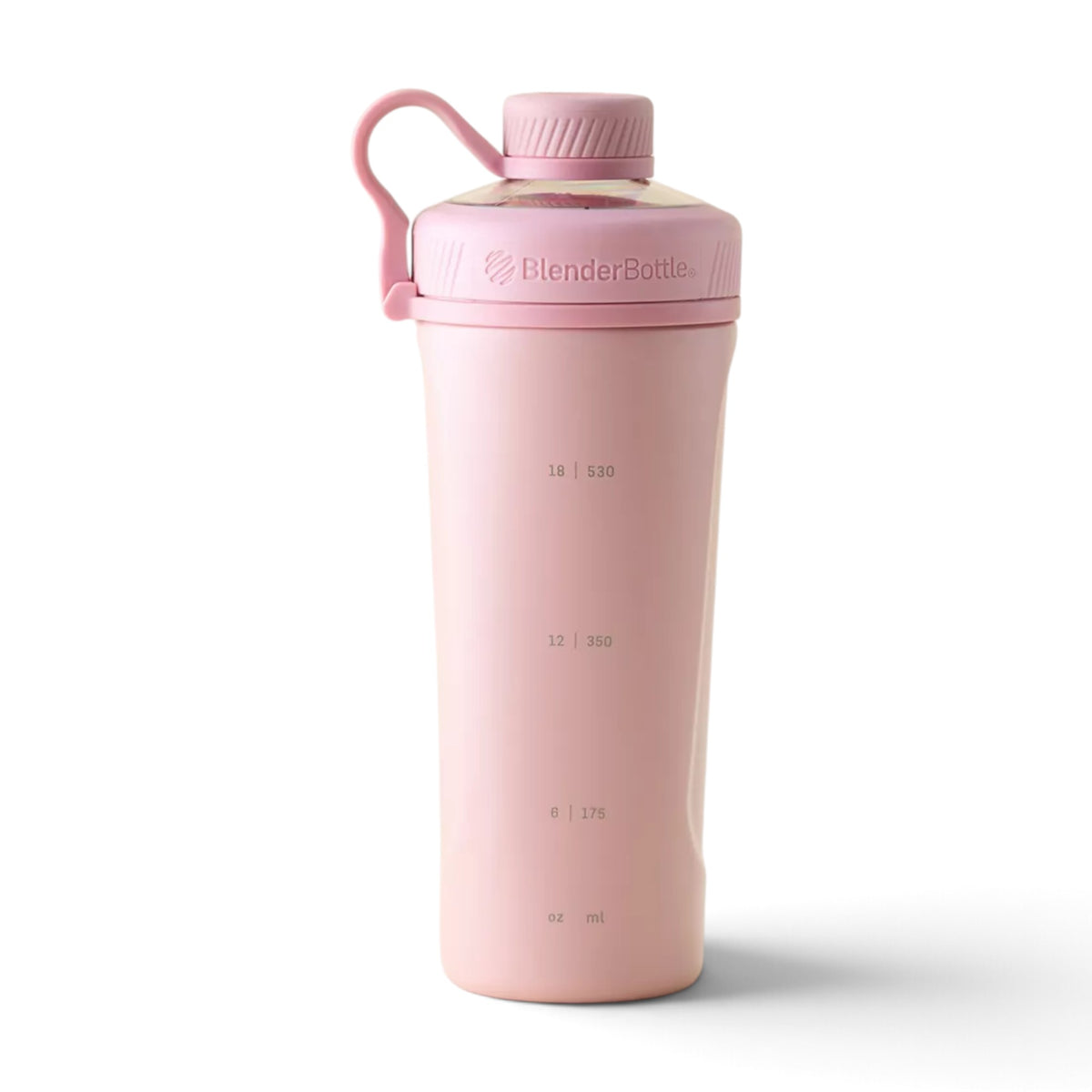 Coqueteleira Blender Bottle Radian 770 ml Rosa, vista frontal com tampa fechada, foto 17 de 21