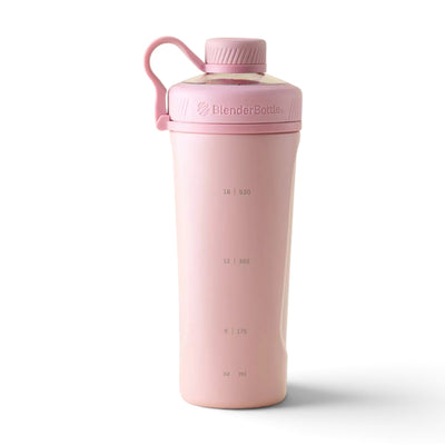 Coqueteleira Blender Bottle Radian 770 ml Rosa, vista frontal com tampa fechada, foto 17 de 21