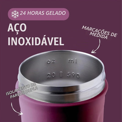 Coqueteleira Blender Bottle Strada 710 ml Roxa, infográfico com as características, foto 27 de 39