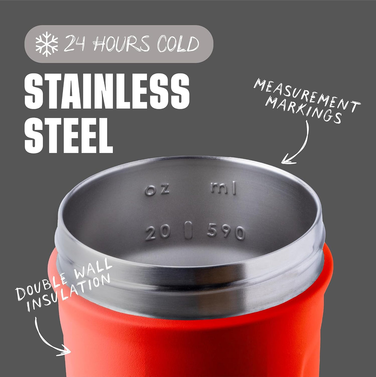 Coqueteleira Blender Bottle Strada 710 ml Vermelha, infográfico com as características
