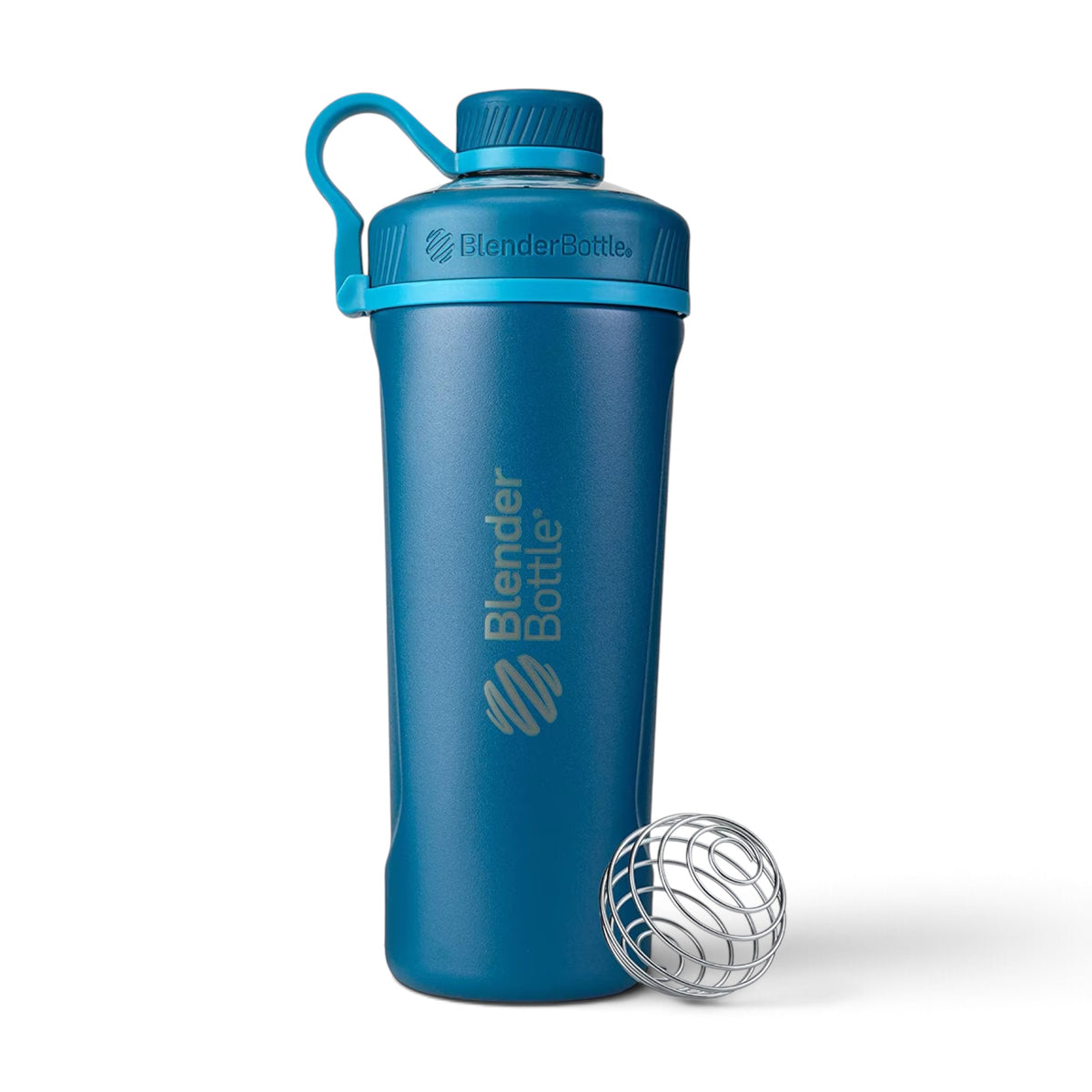 Coqueteleira Blender Bottle Radian 770 ml Azul petróleo, vista frontal com tampa fechada