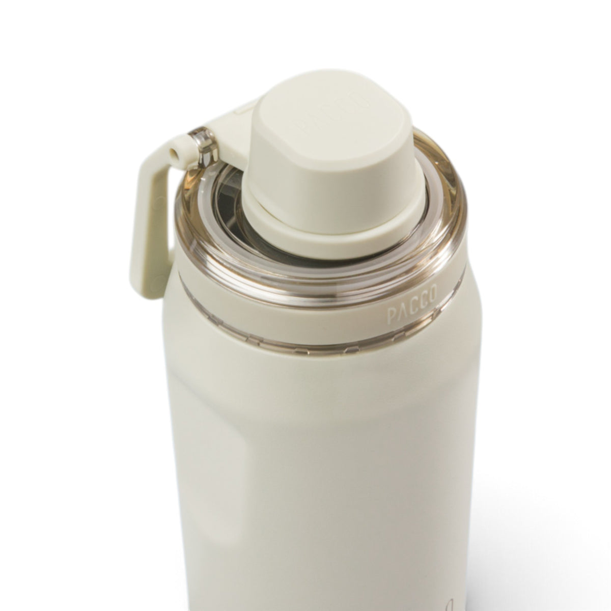 Garrafa Térmica PACCO Vyta 350 ml Creme, vista de cima com tampa fechada