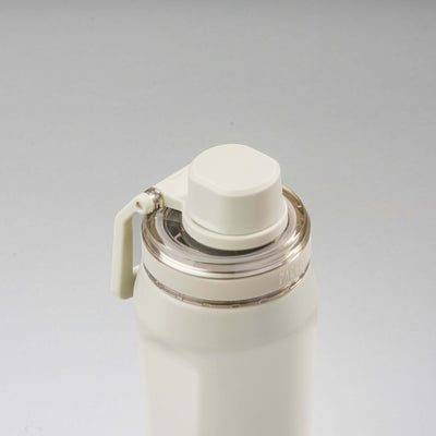 Garrafa Térmica PACCO Vyta 650ml com tampa destacável vista de cima, feita em aço inox 18/10 de grau cirúrgico, cor branca elegante.