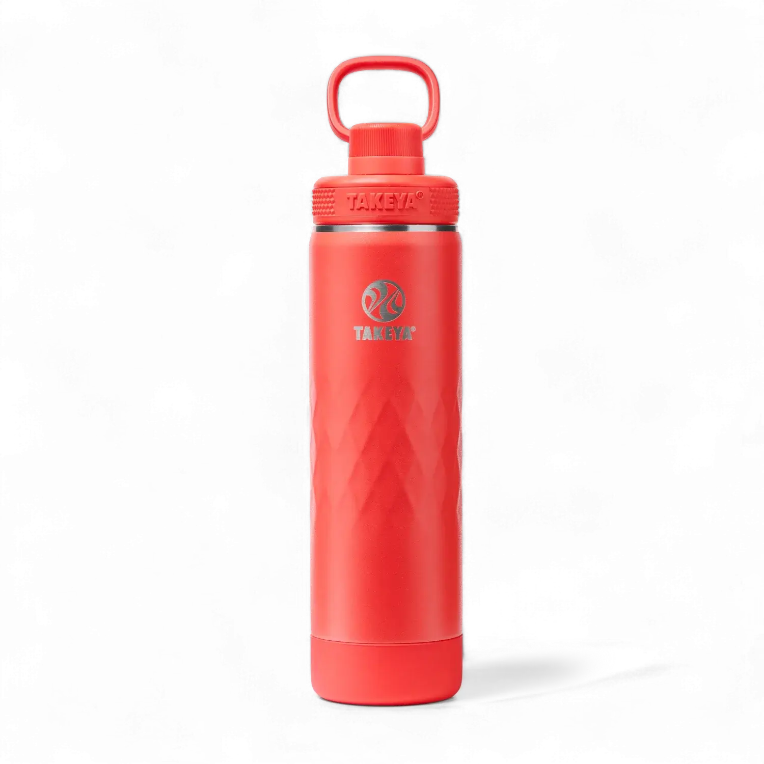 Garrafa Térmica Takeya 650ml Spout Lid Sport vermelha, ideal para manter bebidas frias por 36h e quentes por 14h.