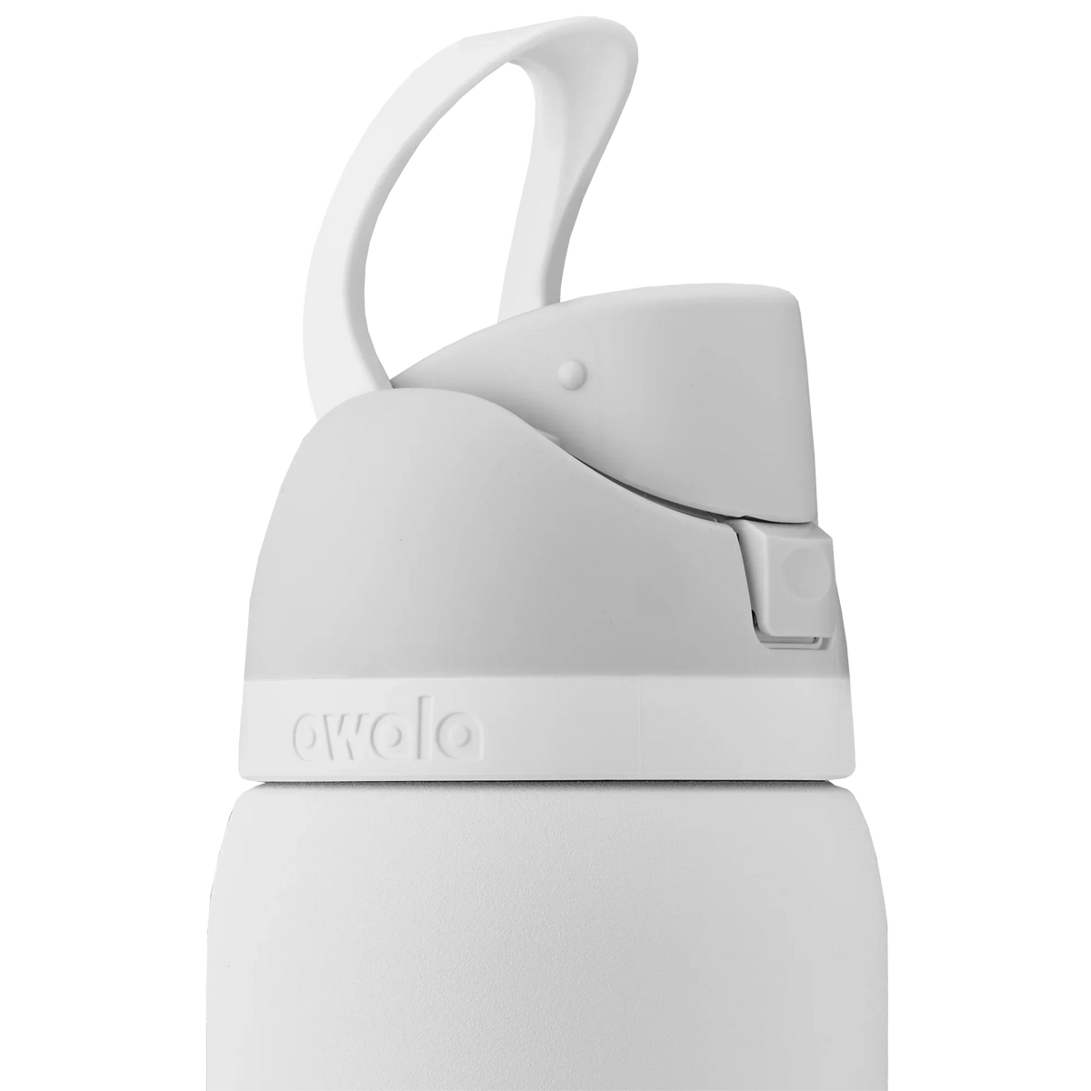 Garrafa Térmica Owala FreeSip 946ml Ocean Blush White Marshmallow, detalhe tampa alca