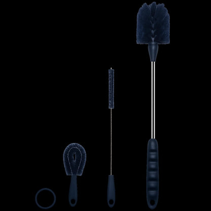 Kit de Escovas para Limpeza de Garrafas, Canudos e Tampas com três escovas para limpeza eficiente e prática em detalhes.