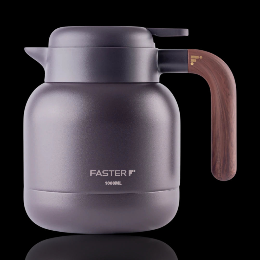 Garrafa de Café Expresso Faster - 1000ml, aço inox com vácuo duplo, mantém temperatura por 6 horas.