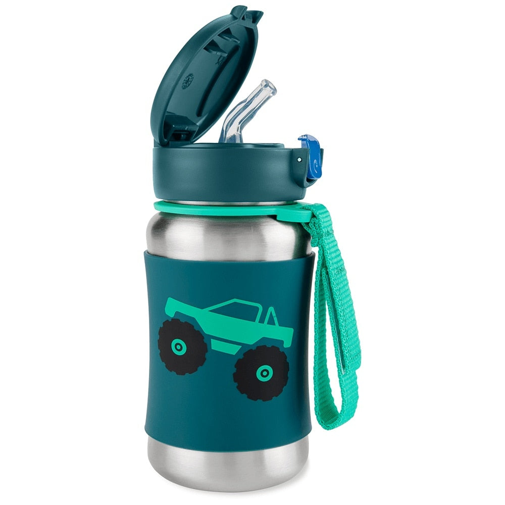 Garrafa de Aço Inox Skip Hop Truck, com a tampa aberta