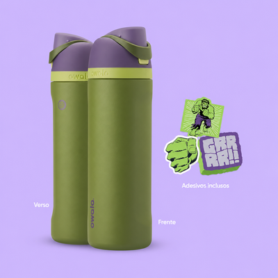 Garrafa Owala FreeSip 710 ml/24 oz Hulk, infográfico com as características, foto 5 de 6