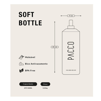 Garrafa Soft Bottle 500ml PACCO na cor Branca