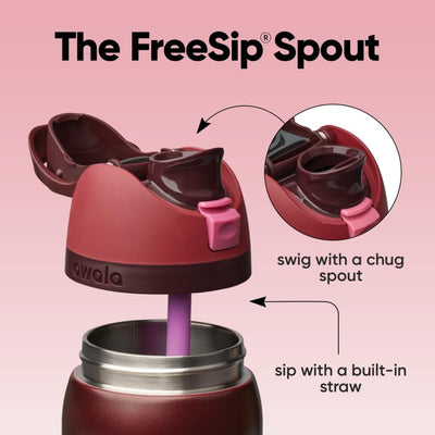 Garrafa Térmica Owala FreeSip 946 ml (32 oz) Black Cherry, infográfico com as características, foto 130 de 141