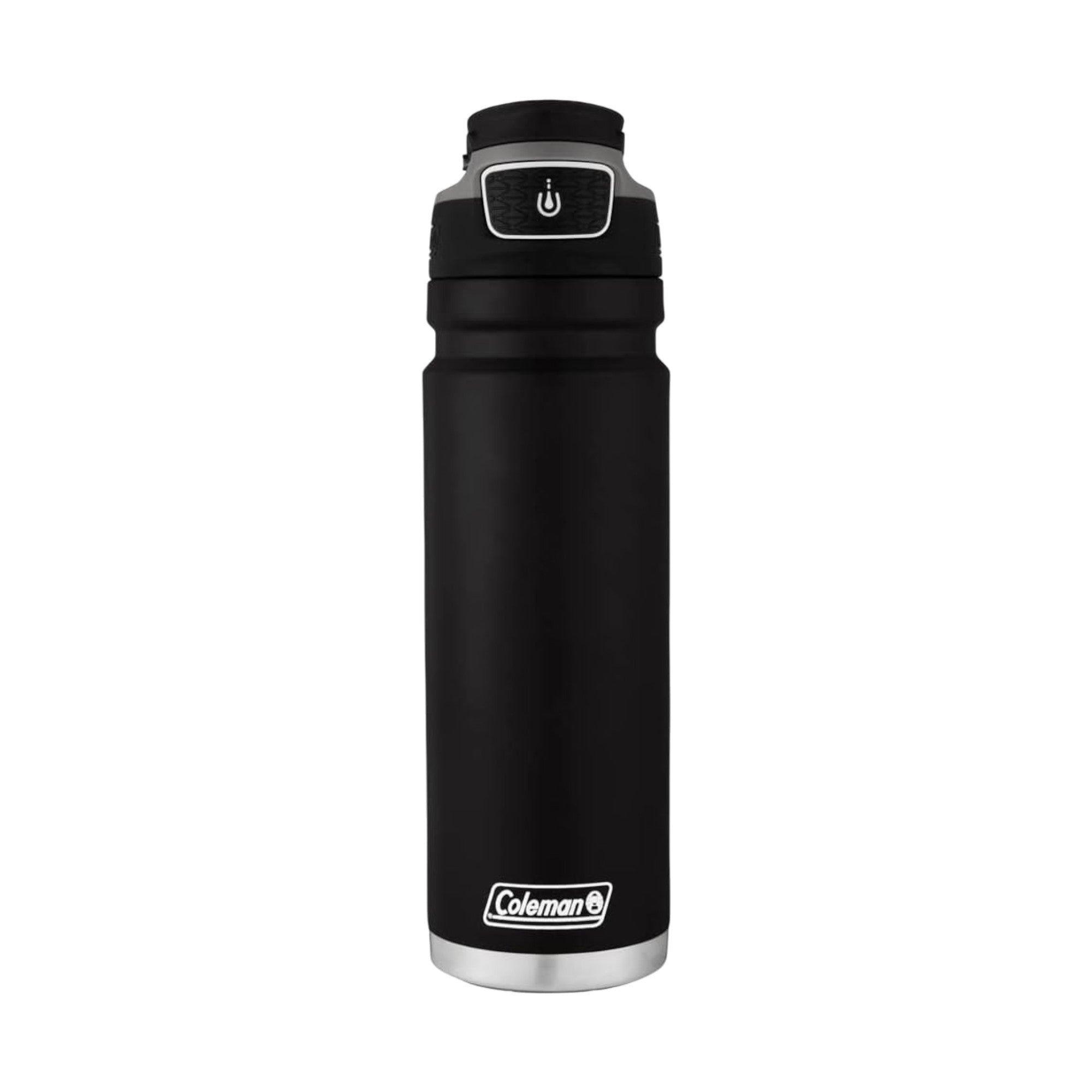 Garrafa Térmica 709 ml Coleman preta com tampa AUTOSEAL, ideal para manter a temperatura de bebidas em treinos e viagens.