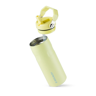 Garrafa Térmica Aerolight Flip Straw | 473ml em aço inox leve, design slim, com tampa aberta, ideal para mobilidade e conforto.