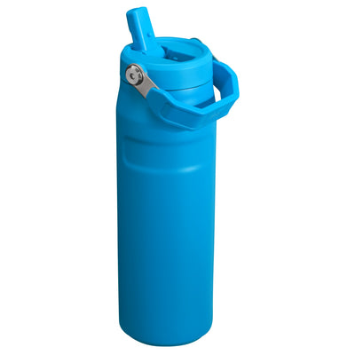 Garrafa Térmica Aerolight Flip Straw Stanley 710 ml Azure, com a tampa aberta