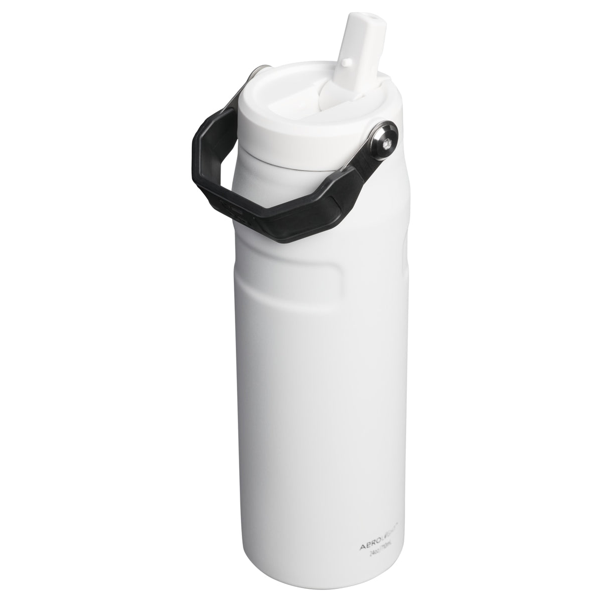 Garrafa Térmica Aerolight Flip Straw Stanley 710 ml Chalk, vista frontal com tampa aberta