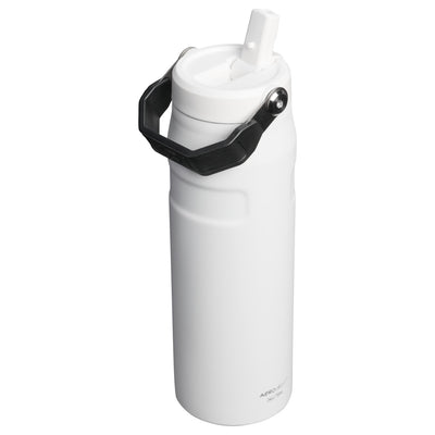 Garrafa Térmica Aerolight Flip Straw Stanley 710 ml Chalk, vista frontal com tampa aberta