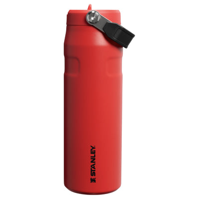 Garrafa Térmica Aerolight Flip Straw Stanley 710 ml Chili Black, vista frontal com tampa fechada
