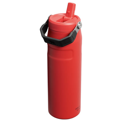 Garrafa Térmica Aerolight Flip Straw Stanley 710 ml Chili Black, vista frontal com tampa fechada, foto 136 de 142