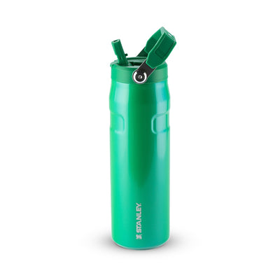 Garrafa Térmica Aerolight Flip Straw Stanley 710 ml Clover Shimmer, com a tampa aberta