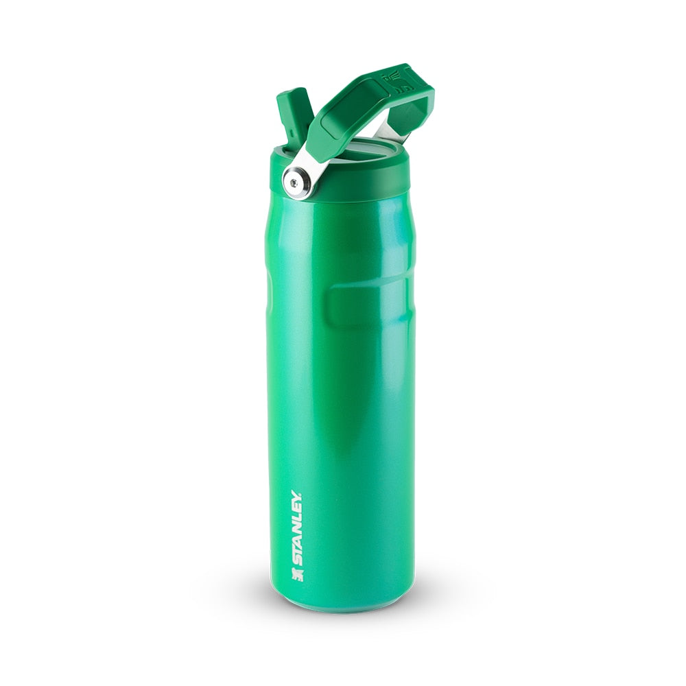 Garrafa Térmica Aerolight Flip Straw Stanley 710 ml Clover Shimmer, com a tampa aberta, foto 22 de 142