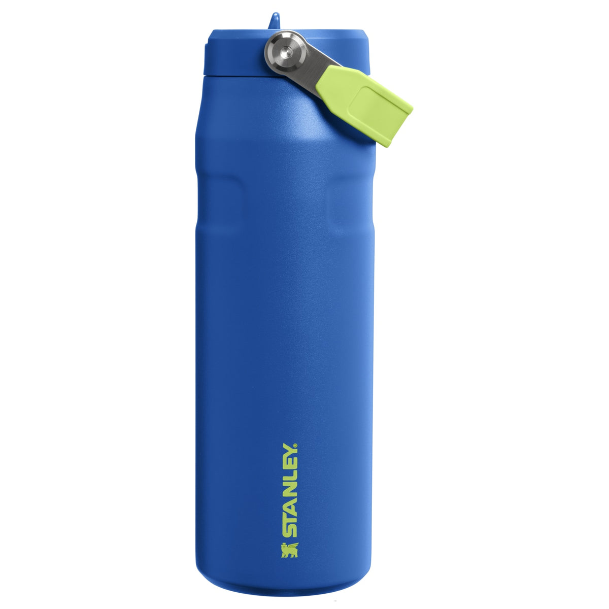 Garrafa Térmica Aerolight Flip Straw Stanley 710 ml Cobalt Chartreuse, vista frontal com tampa fechada