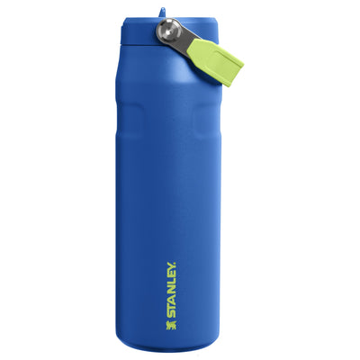 Garrafa Térmica Aerolight Flip Straw Stanley 710 ml Cobalt Chartreuse, vista frontal com tampa fechada