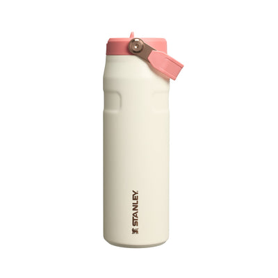 Garrafa Térmica Aerolight Flip Straw Stanley 710 ml Cream Rose Gold, vista frontal com tampa fechada